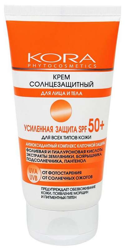 КОРА крем солнцезащитный для лица/тела усиленная защита SPF50+ 150мл