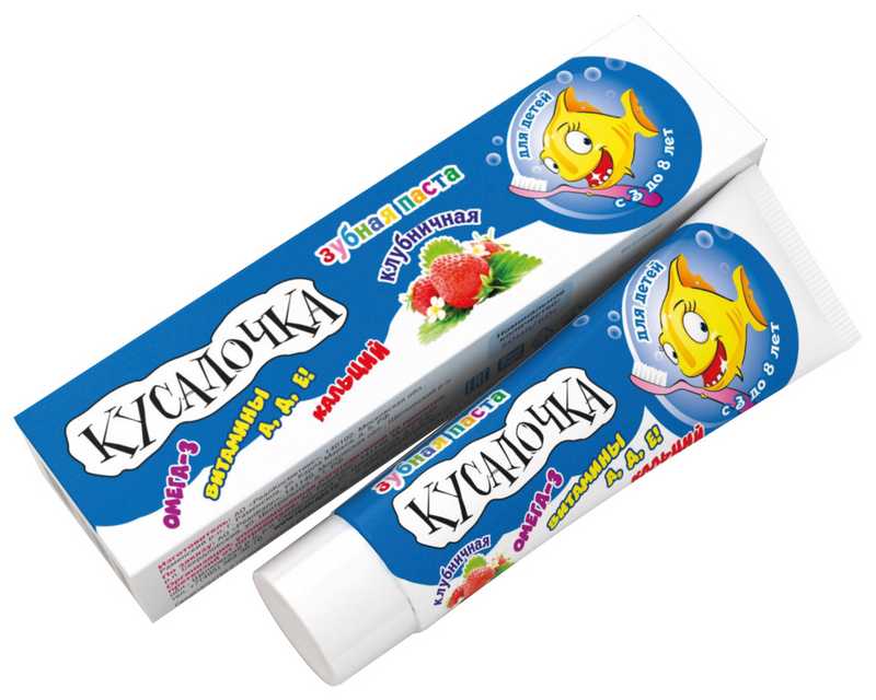 

КУСАЛОЧКА зубная паста для детей Клубника 3-8 лет 50мл