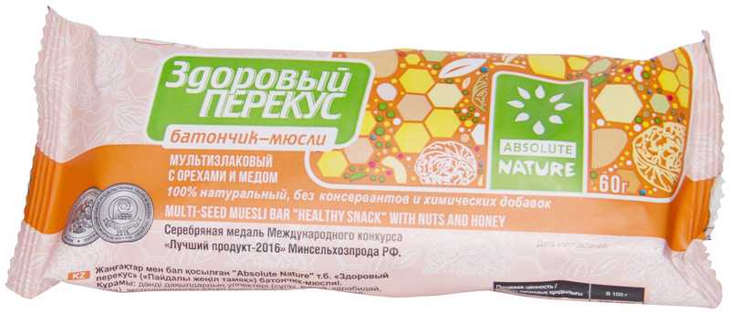 

ЗДОРОВЫЙ ПЕРЕКУС батончик с орехами и медом 60г