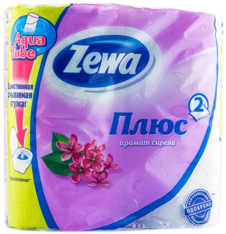 

ЗЕВА ПЛЮС бумага туалетная Сирень 4 шт.