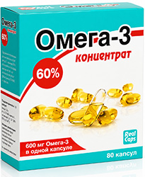 Омега-3 капсулы 60% концентрат 600мг (1г) 80 шт.