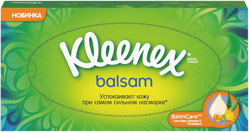 Клинекс бальзам салфетки бумажные 72 шт. кор. картон.