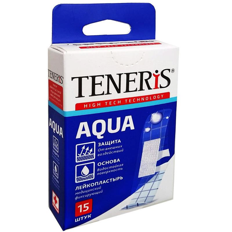 ТЕНЕРИС АКВА набор лейкопластырей водонепроницаемых бактерицидных 15 шт.