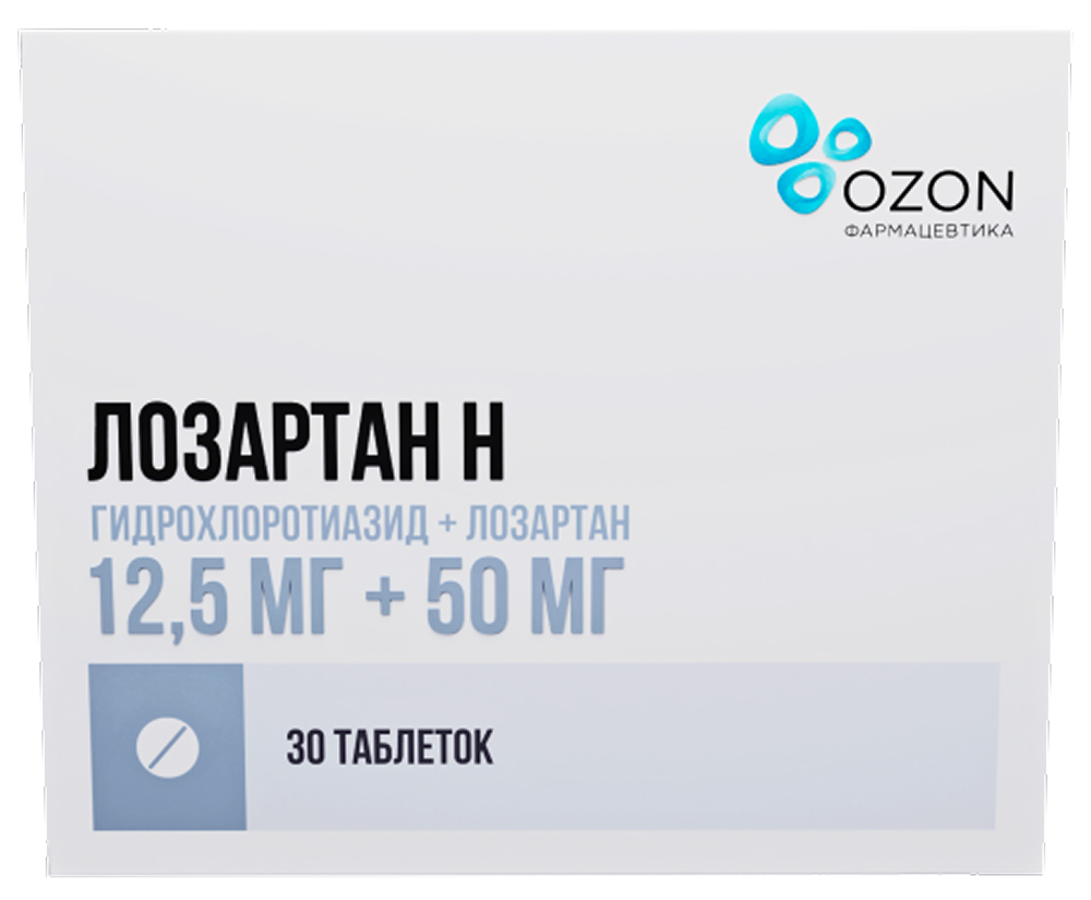 Лозартан-Н 12,5мг+50мг 30 шт. таблетки покрытые пленочной оболочкой Озон, фото №1