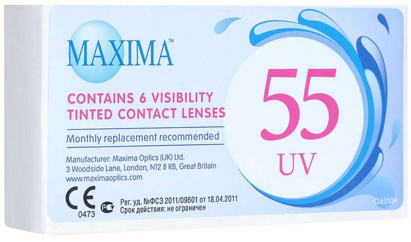 МАКСИМА линзы контактные 55 UV 8,6 (-4,50) 6 шт.