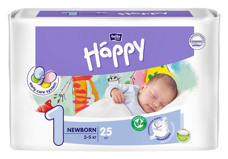 

БЕЛЛА БЕБИ ХЕППИ подгузники Ньюборн 2-5кг 25 шт.