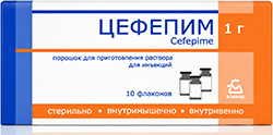 Цефепим 1г 1 шт. порошок для приготовления раствора для внутривенного и внутримышечного введения