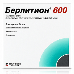 Берлитион 600ед 24мл 5 шт. концентрат для приготовления раствора для инфузий