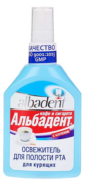 

АЛЬБАДЕНТ освежитель для полости рта для курящих с азуленом Кофе и сигареты 10мл