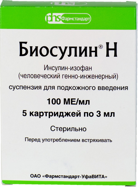 Биосулин н 100ме/мл 3мл 5 шт. суспензия для подкожного введения картриджи в шприц-ручках биоматикпен 2