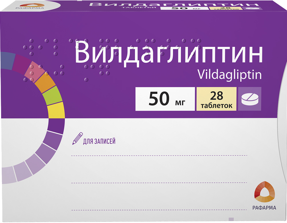 Вилдаглиптин 50мг 28 шт. таблетки
