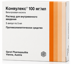 Конвулекс 100мг/мл 5мл 5 шт. раствор для инъекций в/венное введение