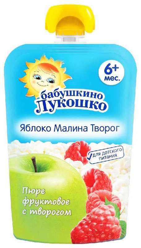 

БАБУШКИНО ЛУКОШКО десерт творожный Яблоко/Малина/Творог 6+ 90г