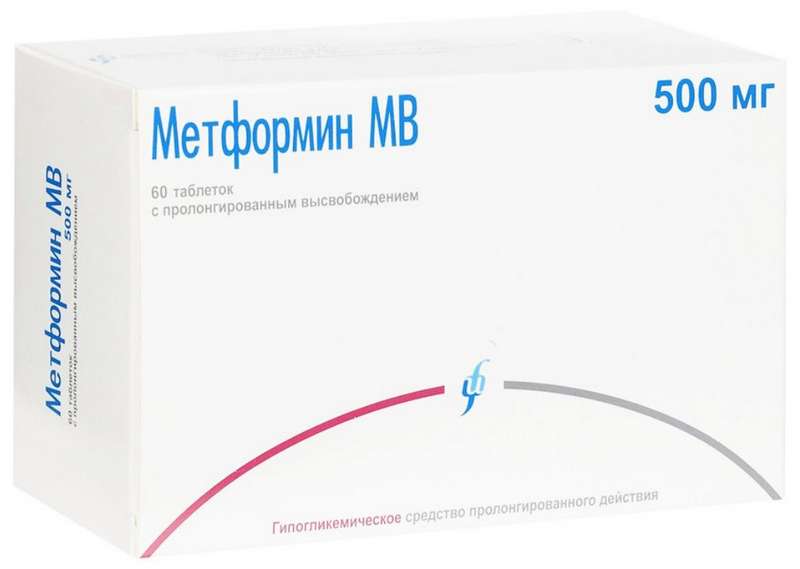 Метформин Мв 500мг 60 шт. таблетки с пролонгированным высвобождением