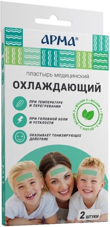Арма пластырь медицинский охлаждающий с мятой 11х4см 2 шт.