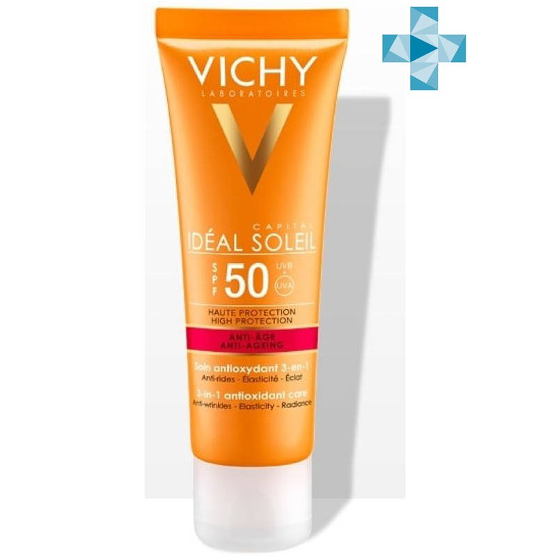

ВИШИ КАПИТАЛ ИДЕАЛ СОЛЕЙ крем для лица антивозрастной уход 3в1 SPF50 50мл