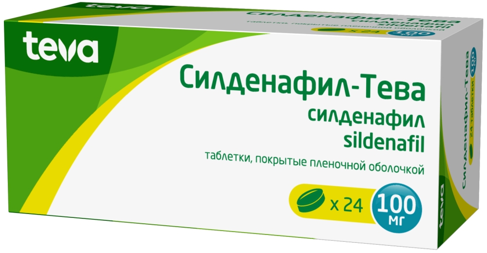 Силденафил-тева 100мг 24 шт. таблетки покрытые пленочной оболочкой