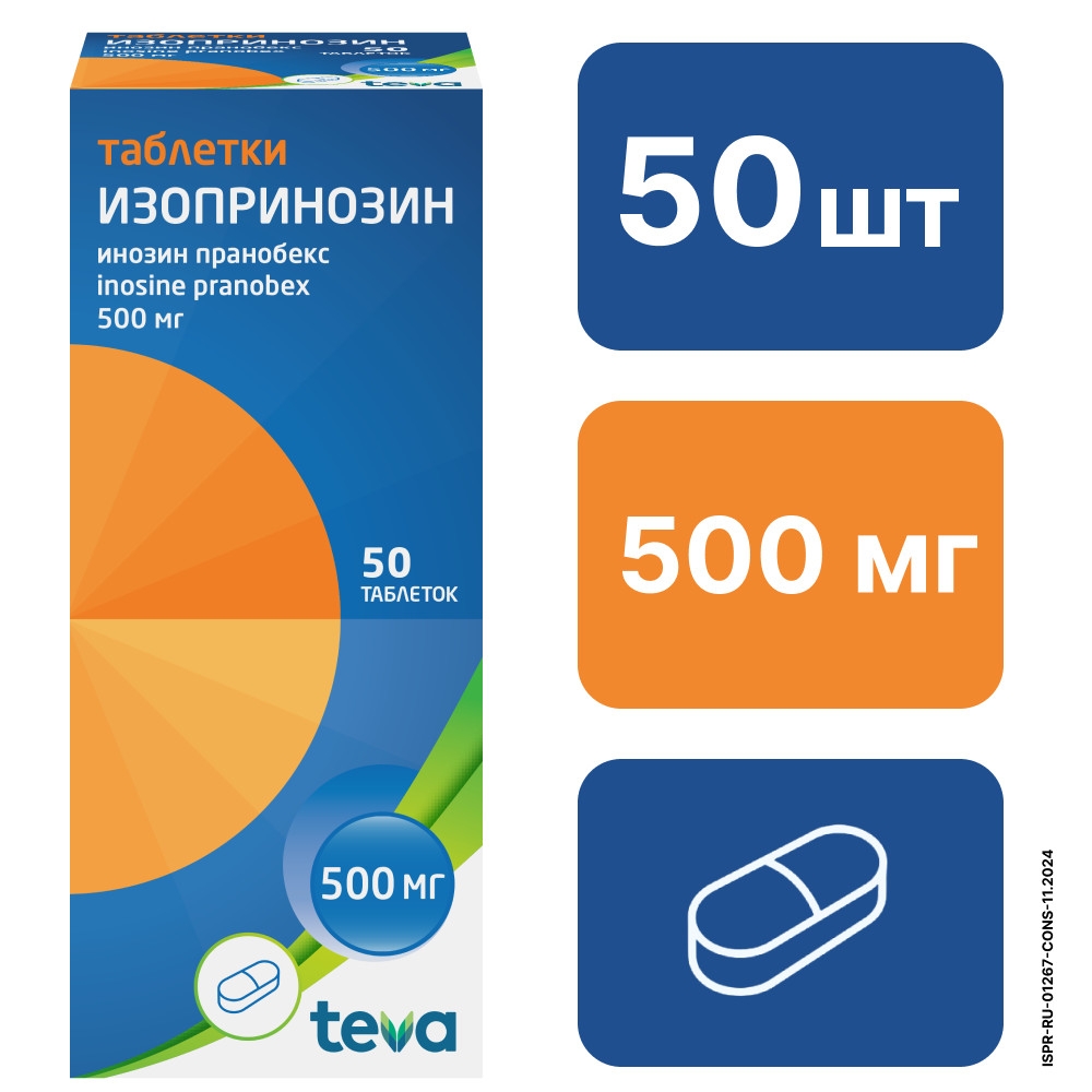 Изопринозин 500мг 50 шт. таблетки лузомедикамента-технич. фарм. общество