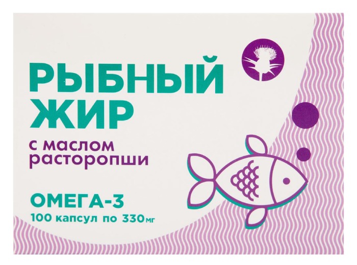 

РЫБИЙ ЖИР капсулы с маслом Расторопши 0,33мг 100 шт.