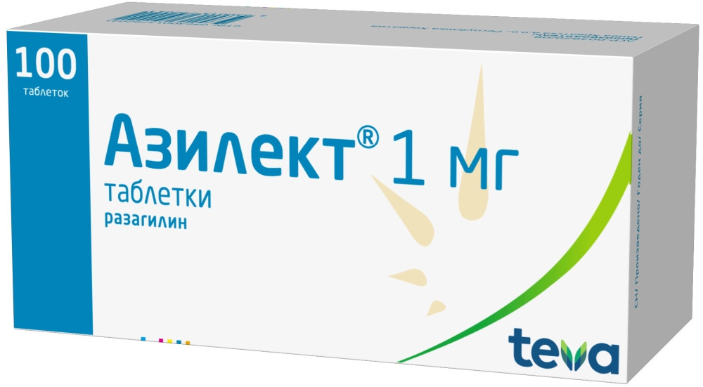 Азилект 1мг 100 шт. таблетки