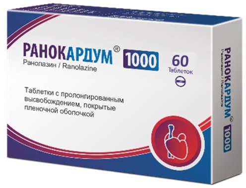 Ранокардум 1000мг 60 шт. таблетки с пролонгированным высвобождением покрытые пленочной оболочкой