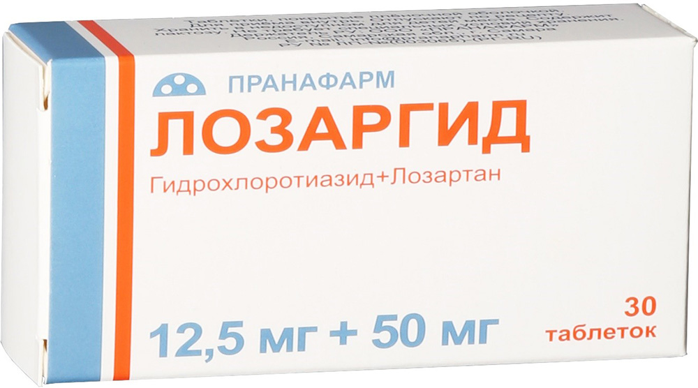 Лозаргид 12,5мг+50мг 30 шт. таблетки покрытые пленочной оболочкой