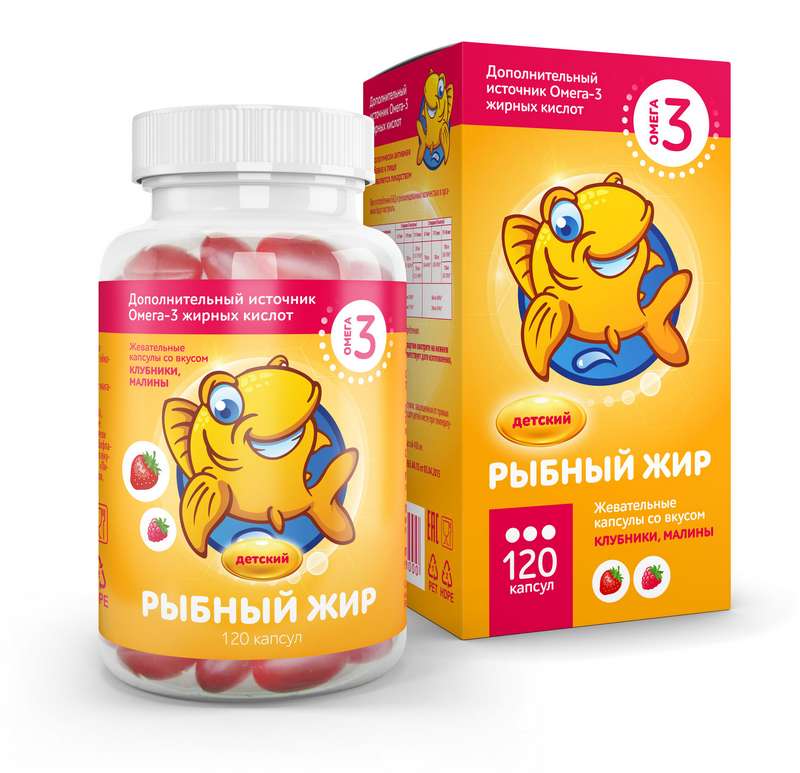 

Рыбный ЖИР капсулы жевательные Малина/Клубника для детей 120 шт. (Асна)