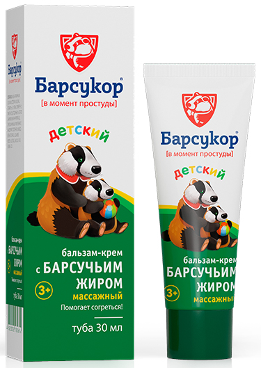 

БАРСУКОР крем-бальзам детский массажный 30мл