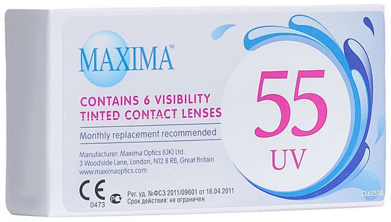 МАКСИМА линзы контактные 55 UV 8,6 (-5,00) 6 шт.