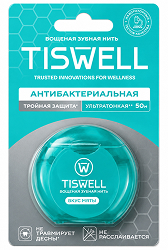 Тисвелл нить зубная вощеная антибактериальная Мята 50м