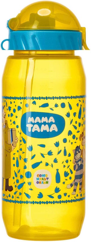 Мама тама поильник с силиконовым трубочкой 12+ желтый 400мл