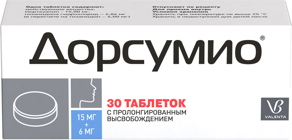 Дорсумио 15мг+6мг 30 шт. таблетки с пролонгированным высвобождением