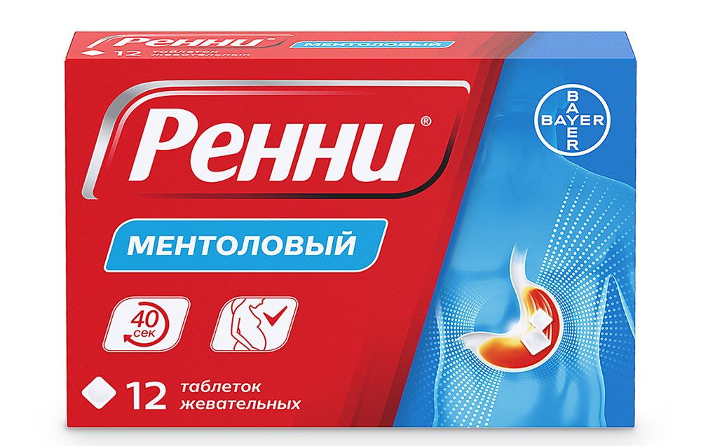 Ренни 12 шт. таблетки жевательные Ментол