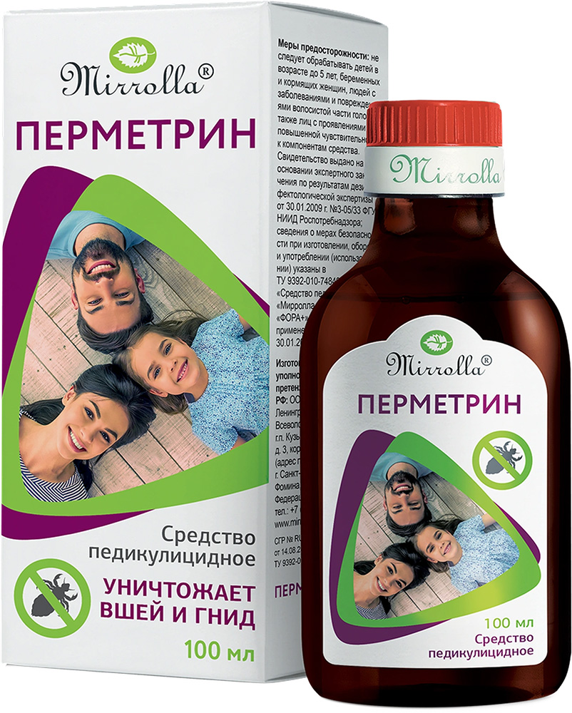 Мирролла перметрин фора плюс средство педикулицидное 1,5% 150мл