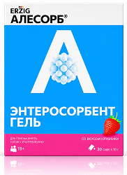 Алесорб энтеросорбент гель эрциг для приема внутрь клубника 10г 20 шт.