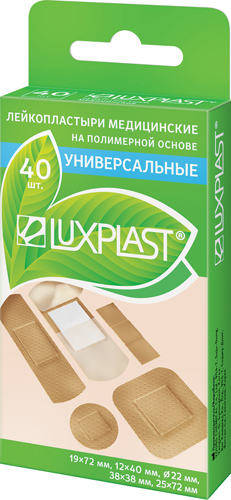 ЛЮКСПЛАСТ пластырь ассорти полимерная основа телесный 40 шт.