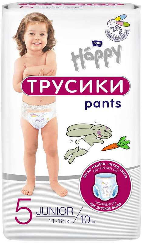 

БЕЛЛА БЕБИ ХЕППИ ПАНТС подгузники-трусы Джуниор 11-18кг 10 шт.