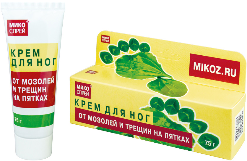 Микоспрей крем для ног от мозолей/трещин на пятках 75г Корвет Фарма