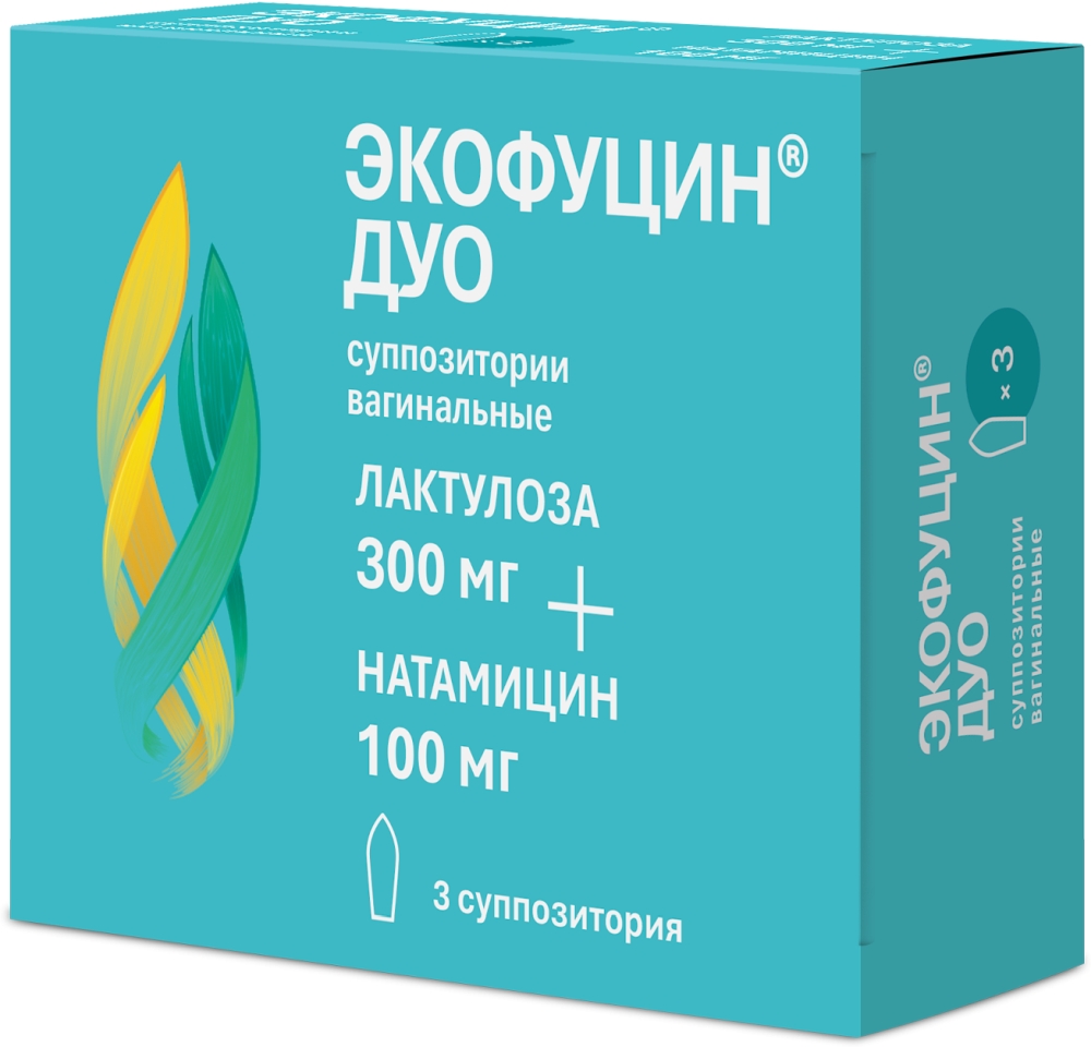Экофуцин Дуо 300мг+100мг 3 шт. суппозитории вагинальные