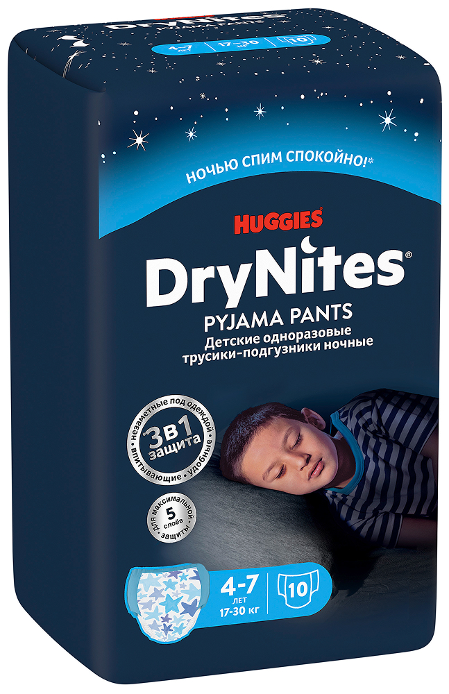 Хаггис Драй Найтс трусики-подгузники для мальчиков 4-7 лет 10 шт., фото №1