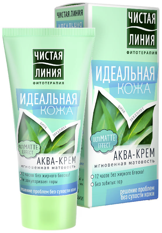

ЧИСТАЯ ЛИНИЯ ИДЕАЛЬНАЯ КОЖА крем-аква Мгновенная матовость 50мл Калина
