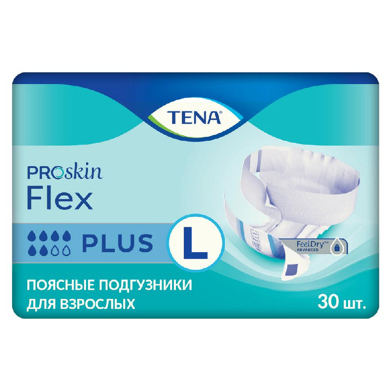 

ТЕНА ФЛЕКС ПЛЮС подгузники поясные размер L 30 шт.