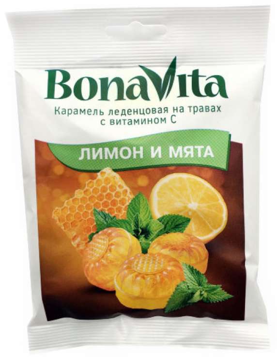 

БОНА ВИТА карамель леденцовая Лимон/Мята 60г