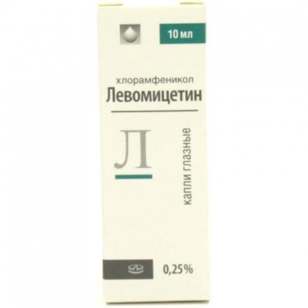 

ЛЕВОМИЦЕТИН 0,25% 10мл капли глазные флакон Славянская аптека