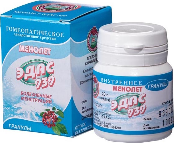 Менолет эдас-939 20г гранулы гомеопатические
