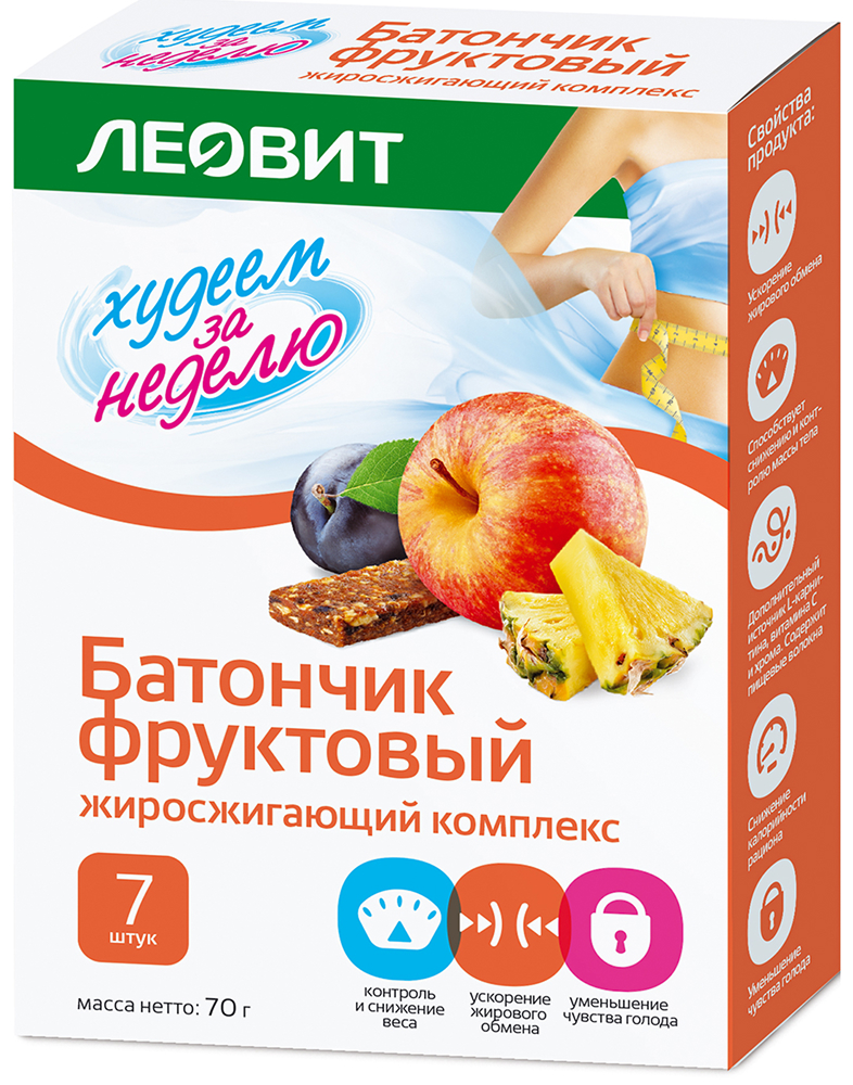 Леовит биослимика батончик фруктовый жиросжигающий комплекс 10г 7 шт.