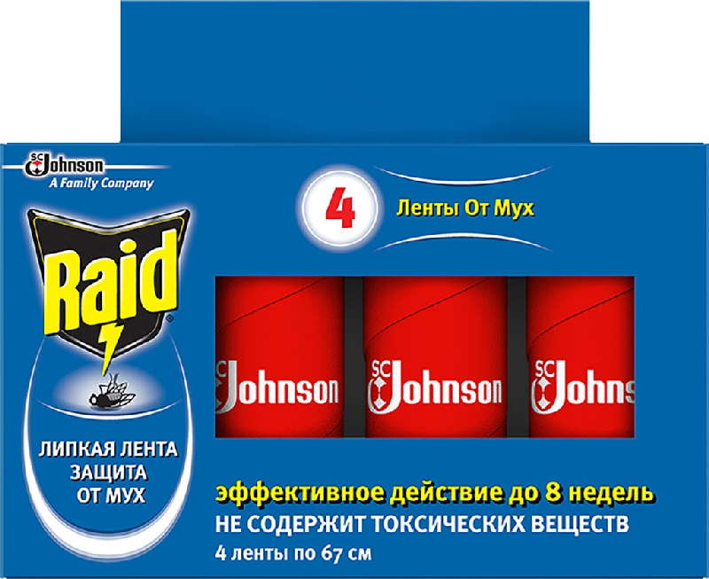 

РЕЙД лента липкая от мух 4 шт.