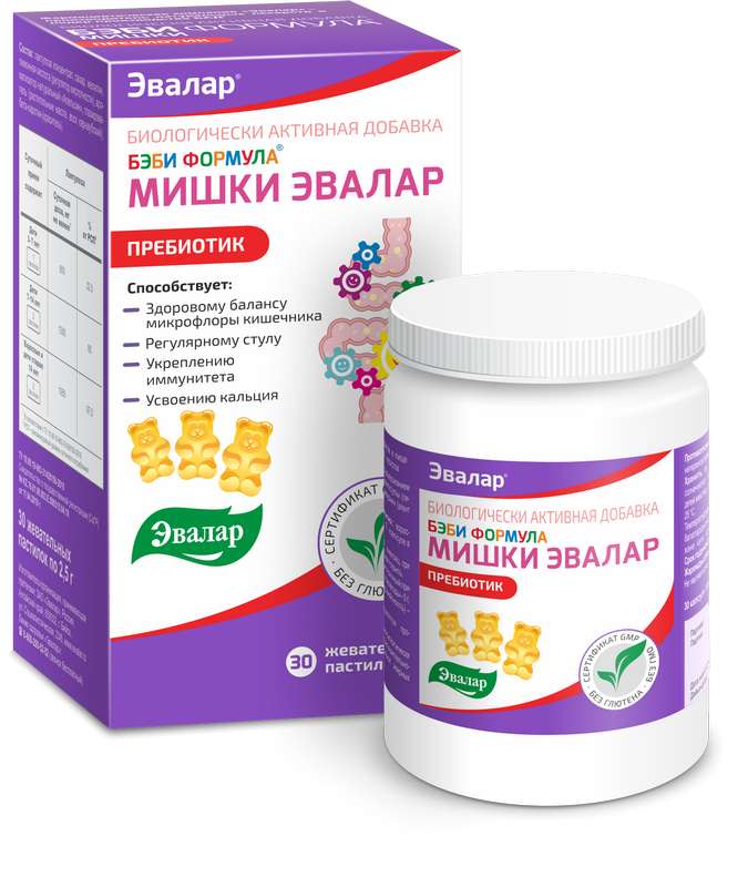 

БЭБИ ФОРМУЛА МИШКИ пастилки жевательные Пребиотик 30 шт. Эвалар