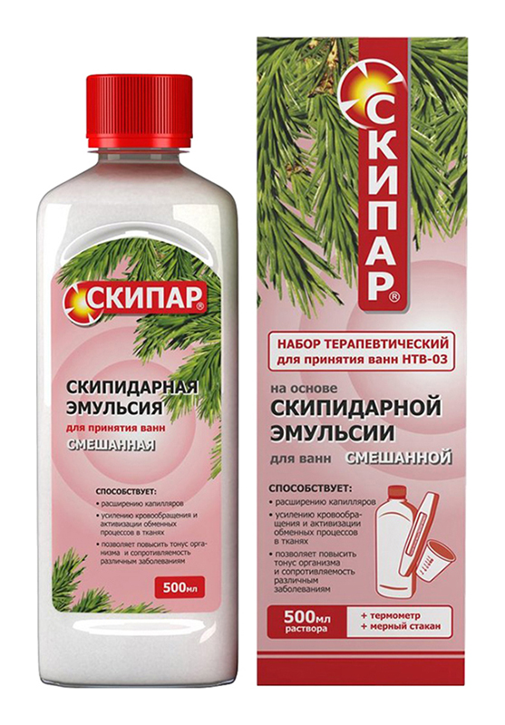 

СКИПАР скипидарная эмульсия смешанная Набор терапевтический для ванн 03 500мл