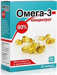 Омега-3 капсулы 60% концентрат 600мг (1г) 30 шт.